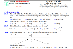 Đề minh họa số 2 học kì 1 Toán lớp 10 năm 2021 - 2022  có đáp án